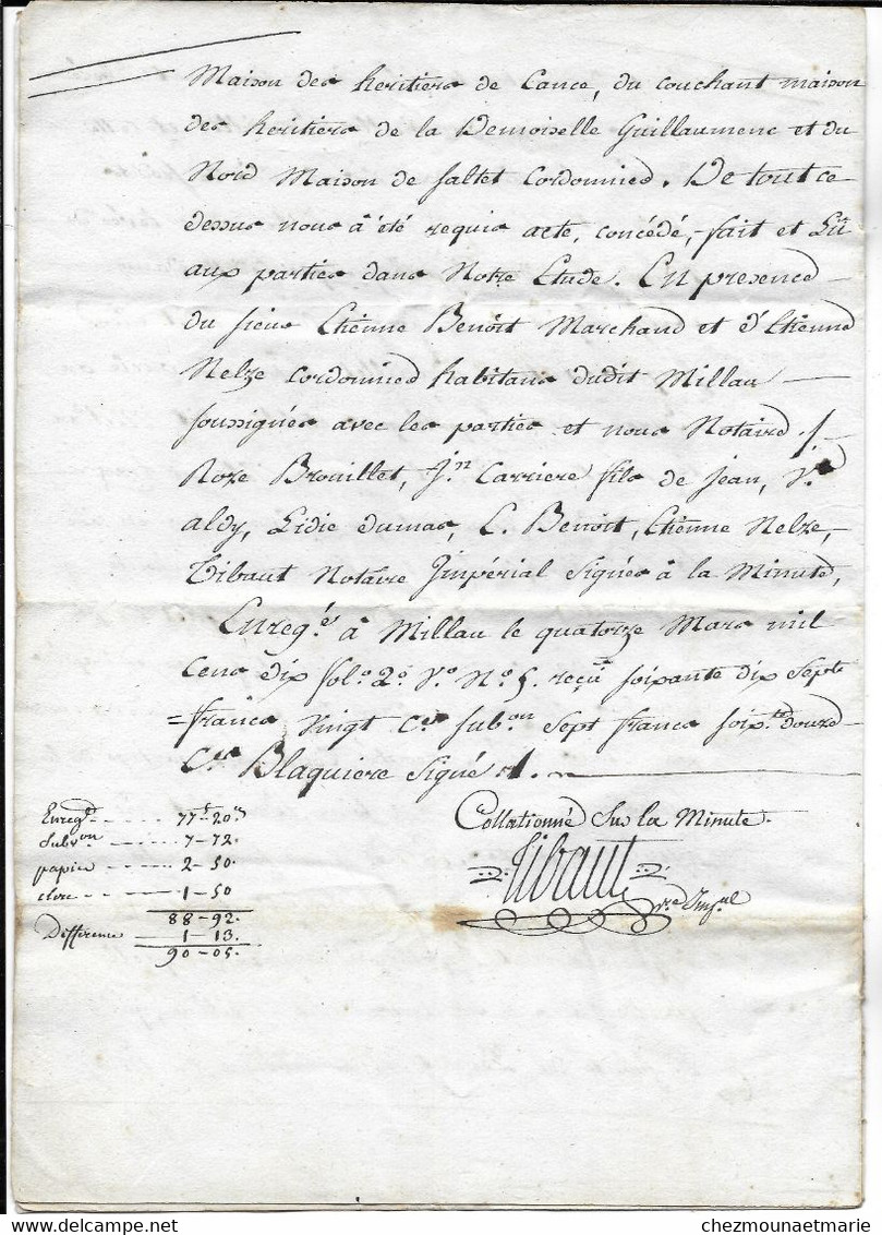 1810 MILLAU - VENTE D UNE VIGNE ENTRE BROUILLET ET CARRIERE (FABRICANT EN MEGISSERIE) - DOC DE 7 PAGES - Documents Historiques