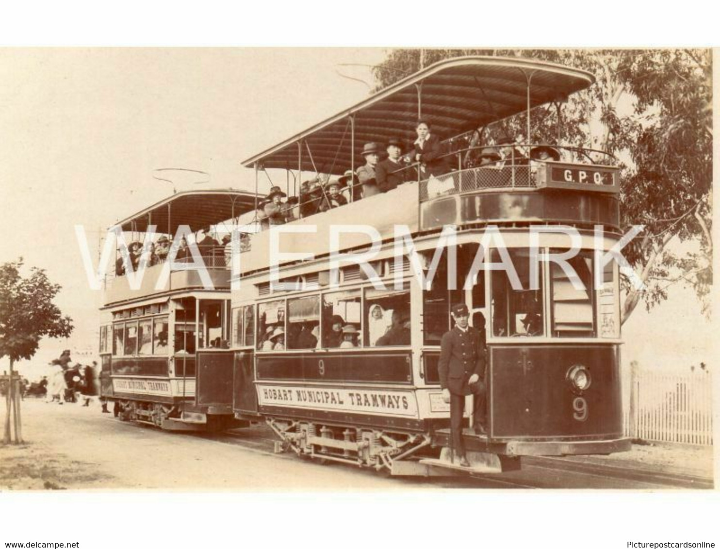 HOBART MUNICIPAL TRAMWAYS OLD R/P POSTCARD TASMANIA AUSTRALIA CLOSE UP TRAMS - Hobart