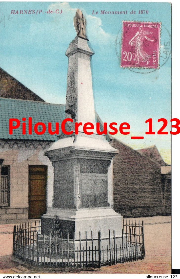 62 Pas De Calais - HARNES -" Le Monument De 1870 " - Harnes