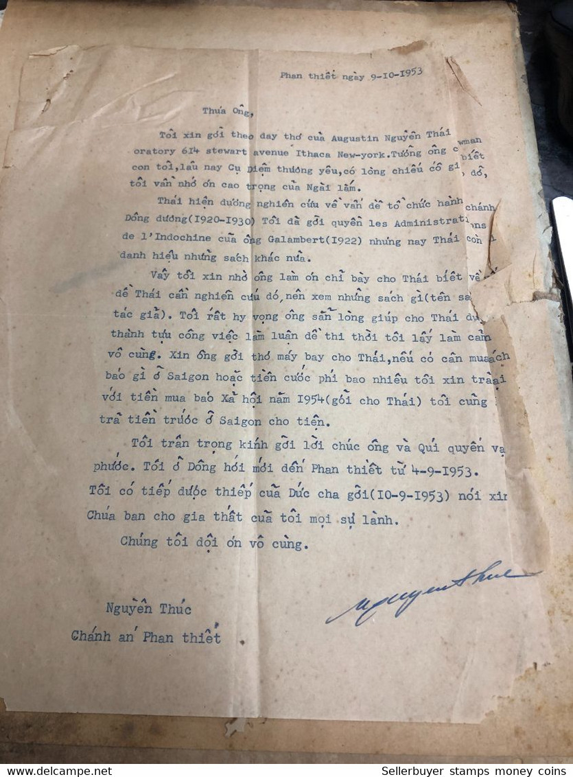 South Viet Nam Letter To Addressed To MR Communications Director MR Cu Ngo Dinh Nhu In The First Republic Of Vietnam.yea - Verzamelingen