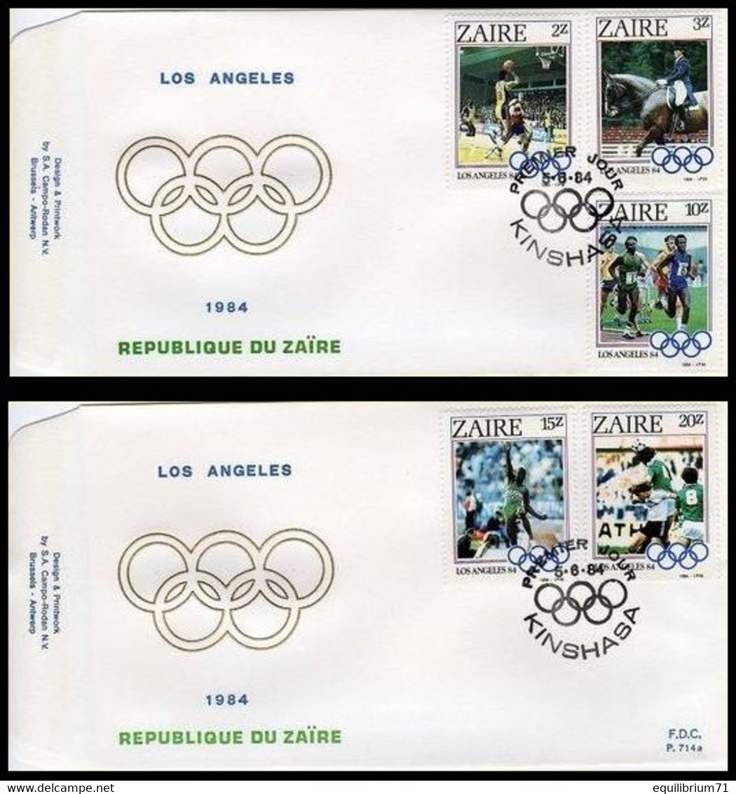 FDC (1239/1243) - Jeux Olypique  / Olympische Spelen / Olympische Spiele / Olympic Games - Los Angeles - ZAÏRE - 1980-1989