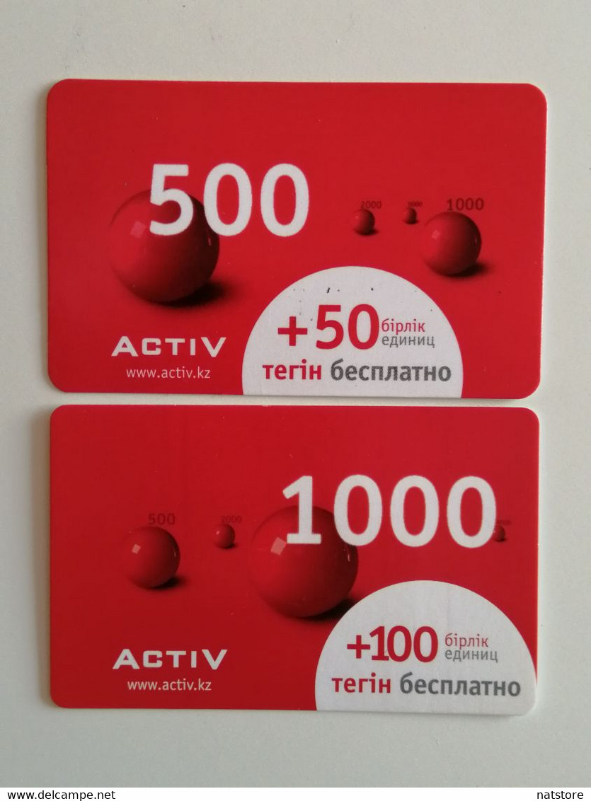 KAZAKHSTAN..  LOT OF 2 PHONECARDS.. ACTIV.. 1000, 500 - Telecom Operators