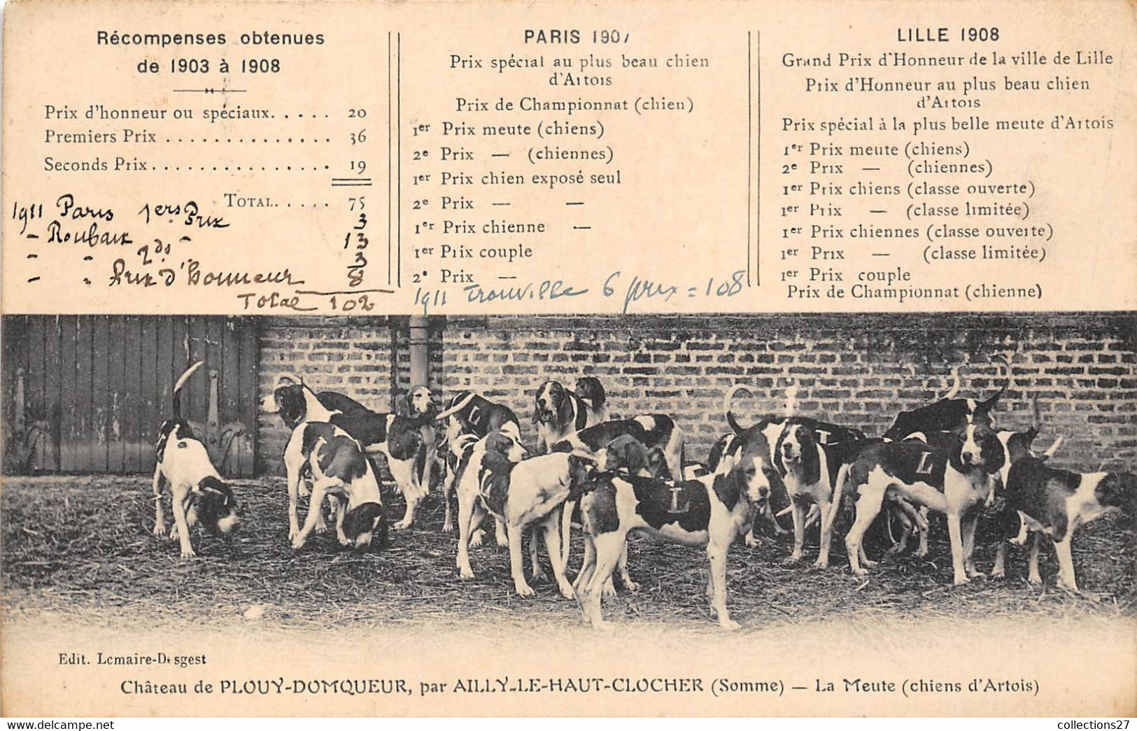 80-AILLY-LE-HAUT-CLOCHER- CHÂTEAU DE PLOUY-DOMQUEUR- LA MEUTE ( CHIENS D'ARTOIS ) - Ailly Le Haut Clocher