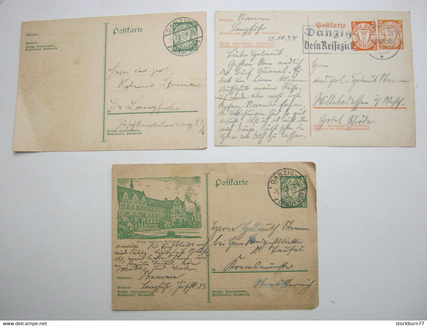 DANZIG , 3 Ganzsachen Gebraucht , Teils Altersspuren - Postal  Stationery