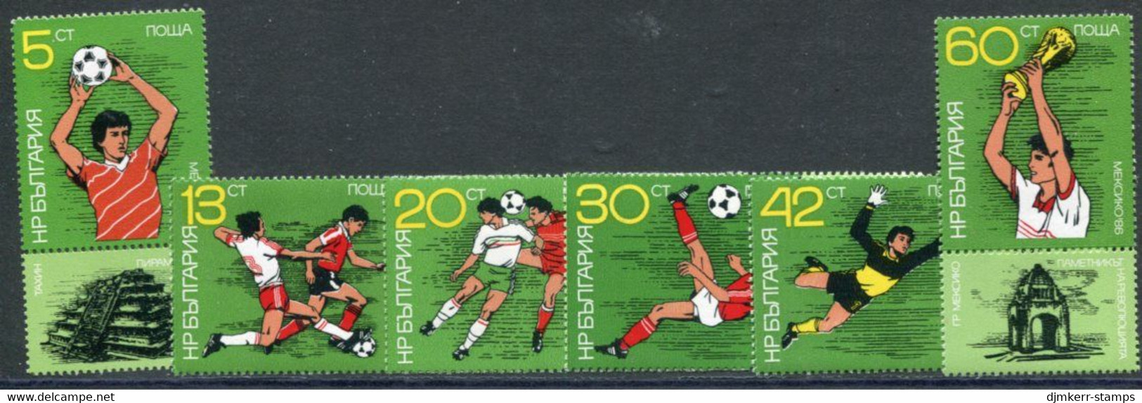 BULGARIA 1986 Football World Cup  MNH / **.  Michel 3473-78 A - Neufs