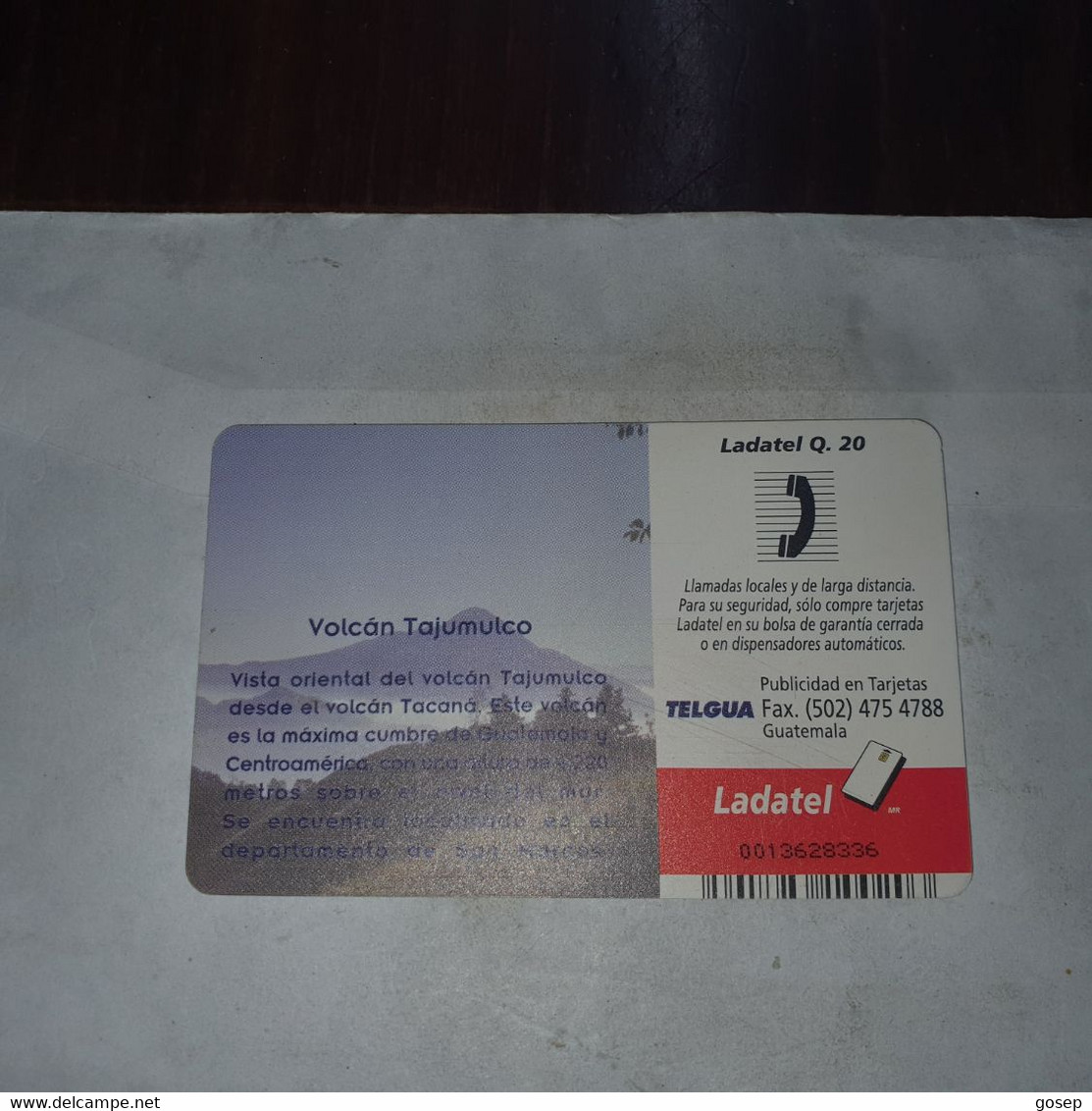 Guatemala-(gua-?)-volcanes-(13)-(ladatel Q.20)-(0013628336)-used Card+1card Prepiad Free - Guatemala