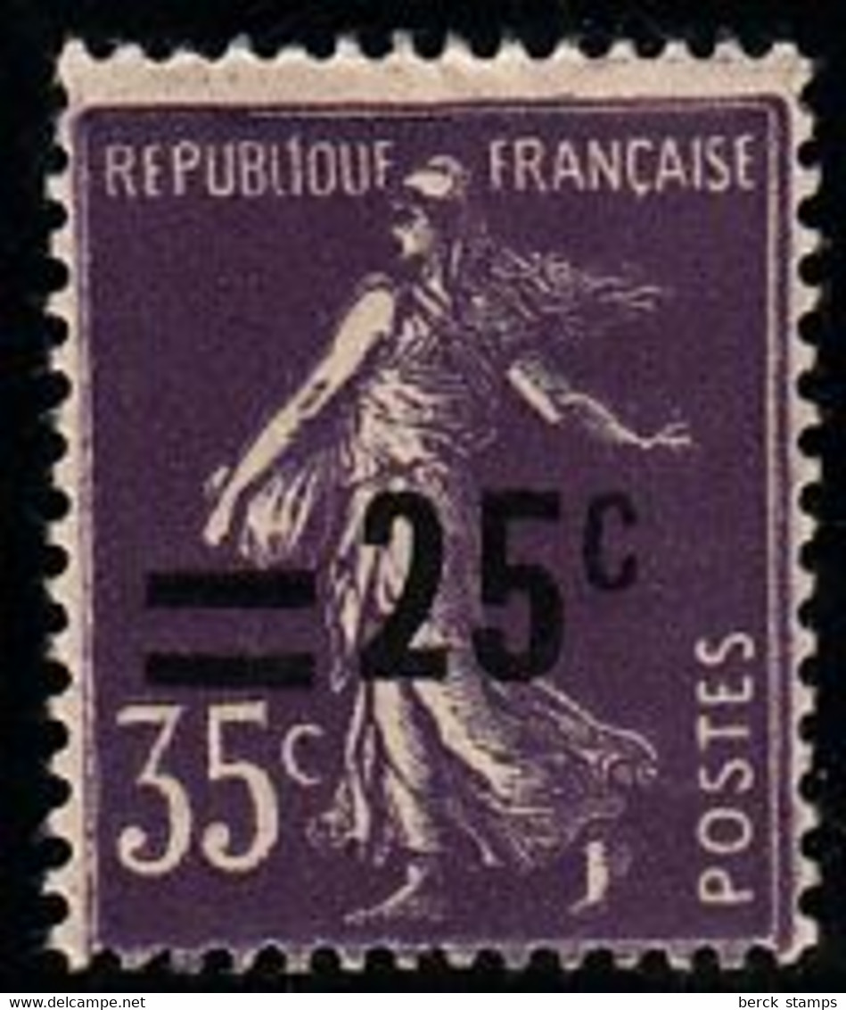 FRANCE - N° 218 - SEMEUSE -  25c/30c Violet - Surcharge Déplacée - Charnière Invisible. - Nuovi