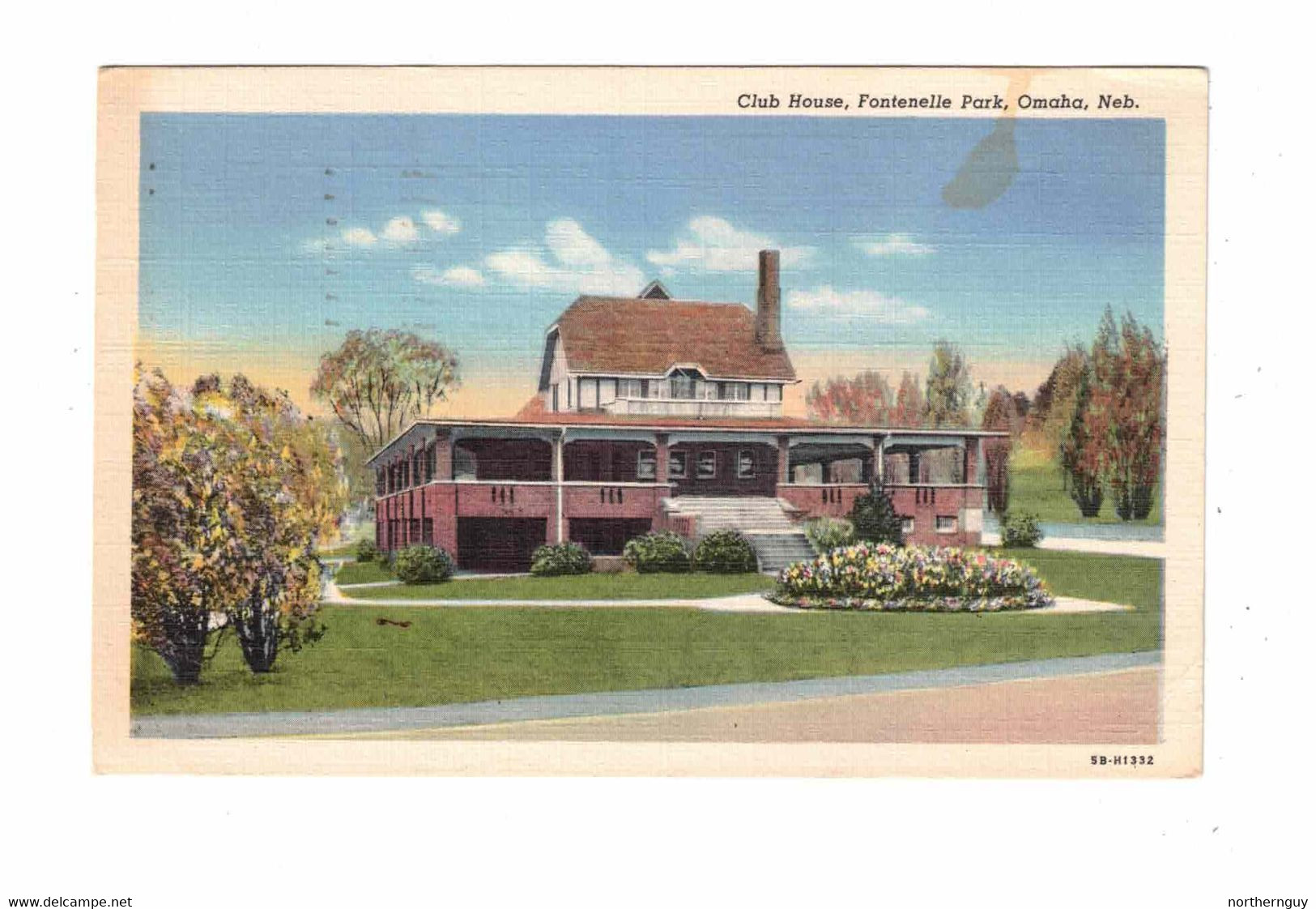 OMAHA, Nebraska, USA, Club House In Fontenelle Park, 1949 Linen Postcard - Omaha