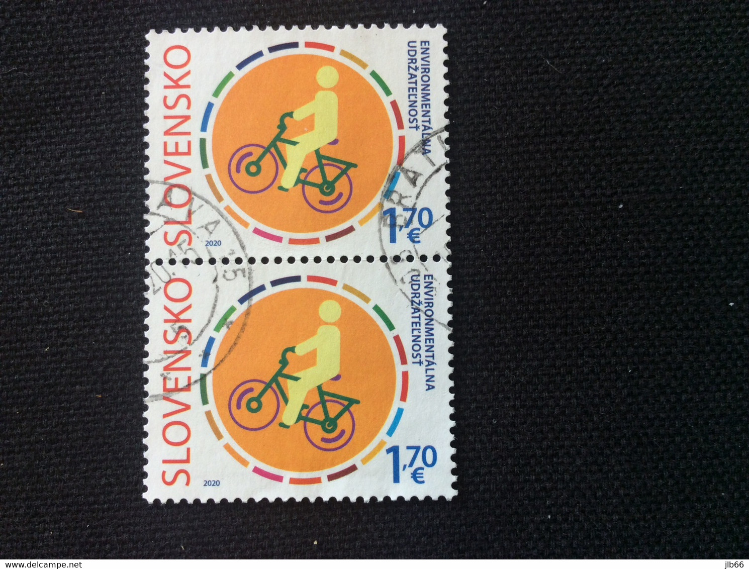SK 2020 Paire YT 792 Oblitéré Used Act Now Protection Environnement Cyclisme émission Avec Saint Marin - Used Stamps