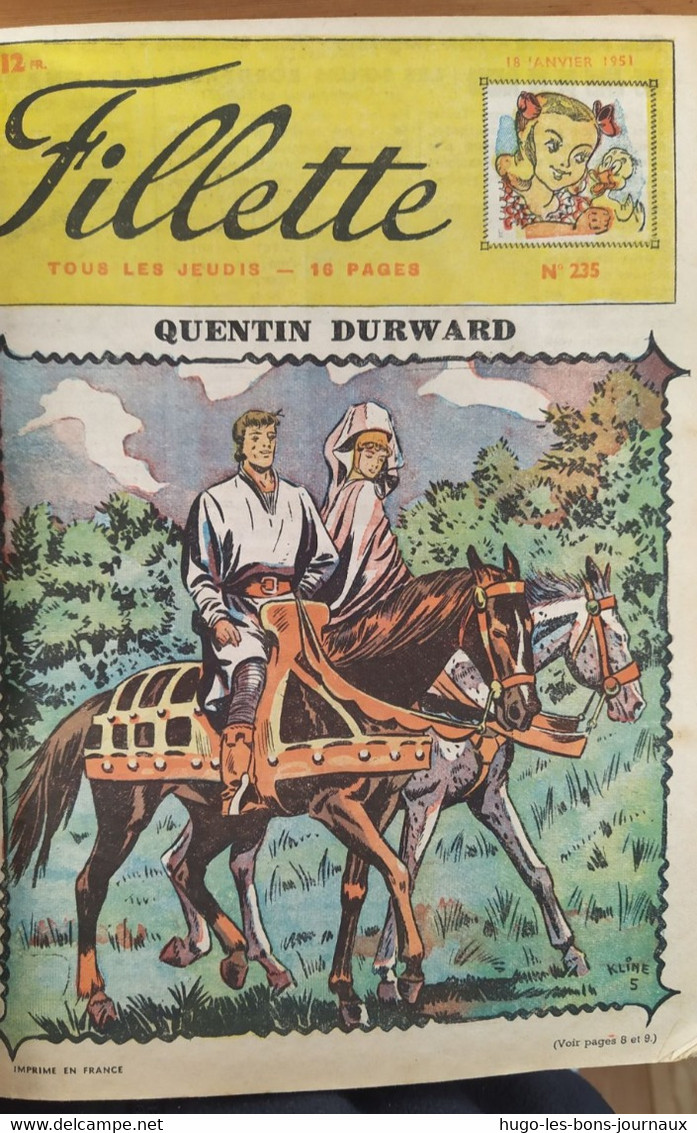 Fillette Année 1951_ De 233 à 244 ( 04 Janvier Au 23 Mars 1951)_ 244 Incomplet Et 233 Incomplet - Fillette