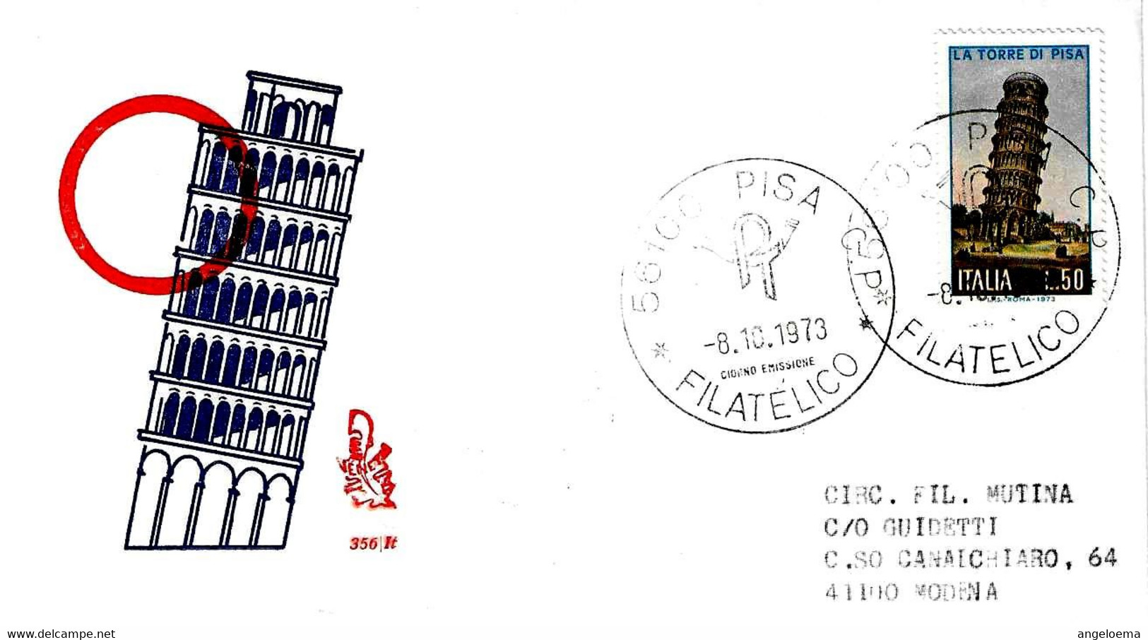 ITALIA - 1973 TORRE DI PISA Su FDC Venetia Viaggiata Con Annullo Pisa - FDC