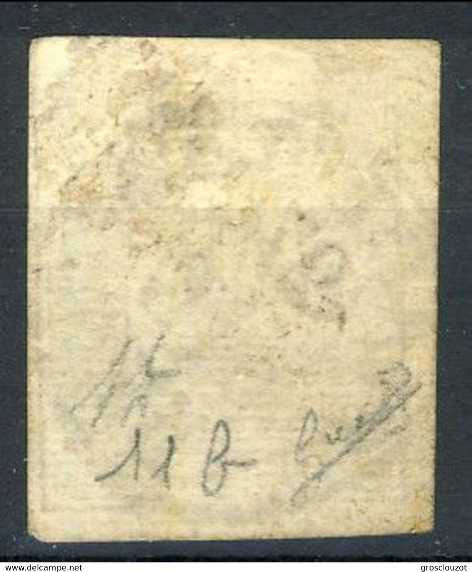 Parma 1857, Sassone N. 11b, C. 40 Su Azzurro, 2° Tipo (zero Stretto), Usato, Cat. € 1500 - Firme A. Diena E G. Biondi - Parme