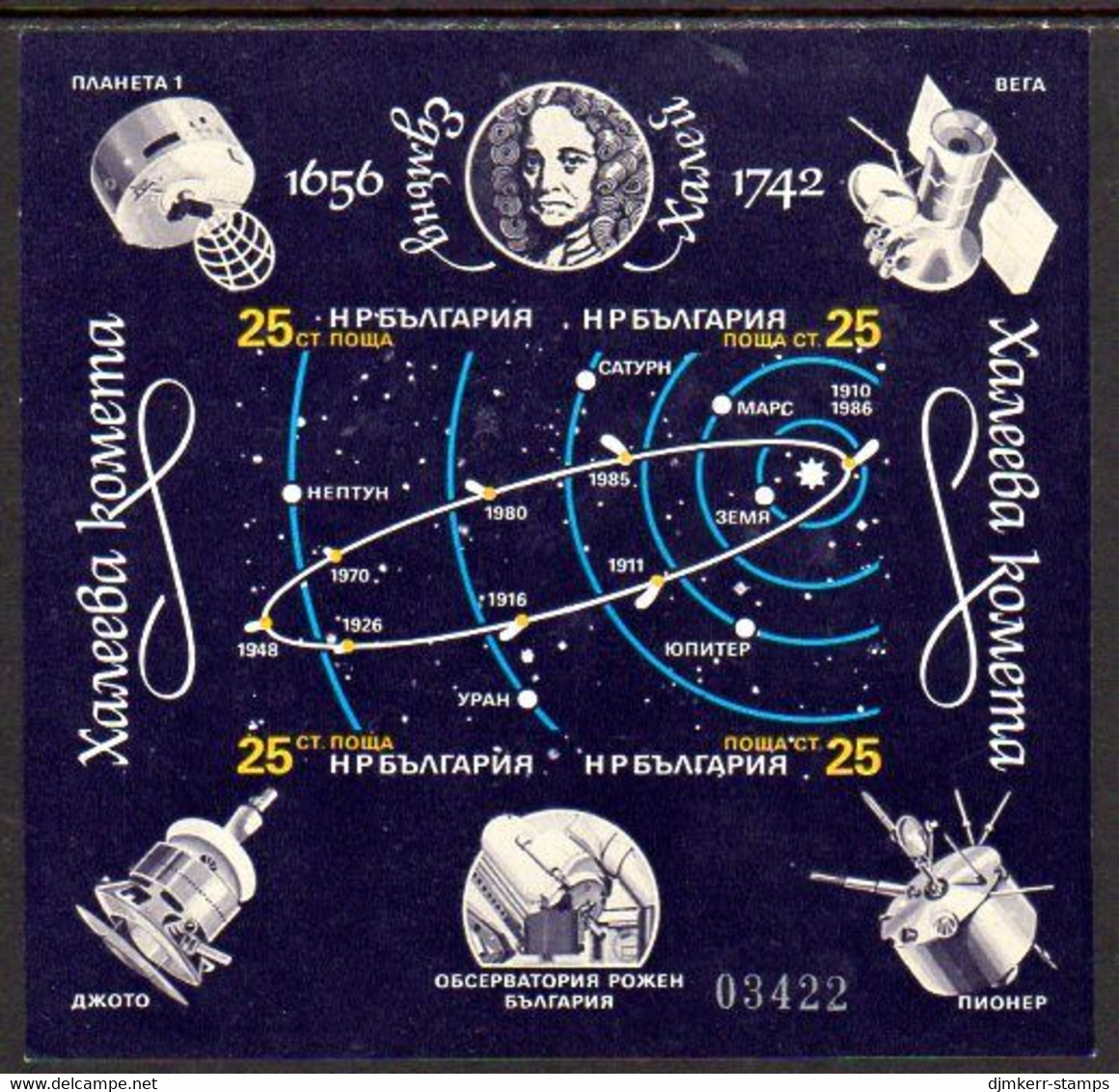 BULGARIA 1986 Halley's Comet Imperforate Block  MNH / **.  Michel Block 162B - Unused Stamps
