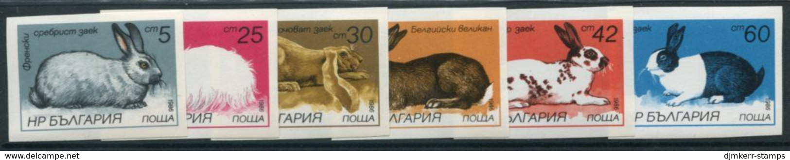 BULGARIA 1986 Rabbits Imperforate   MNH / **.  Michel 3447-52B - Unused Stamps