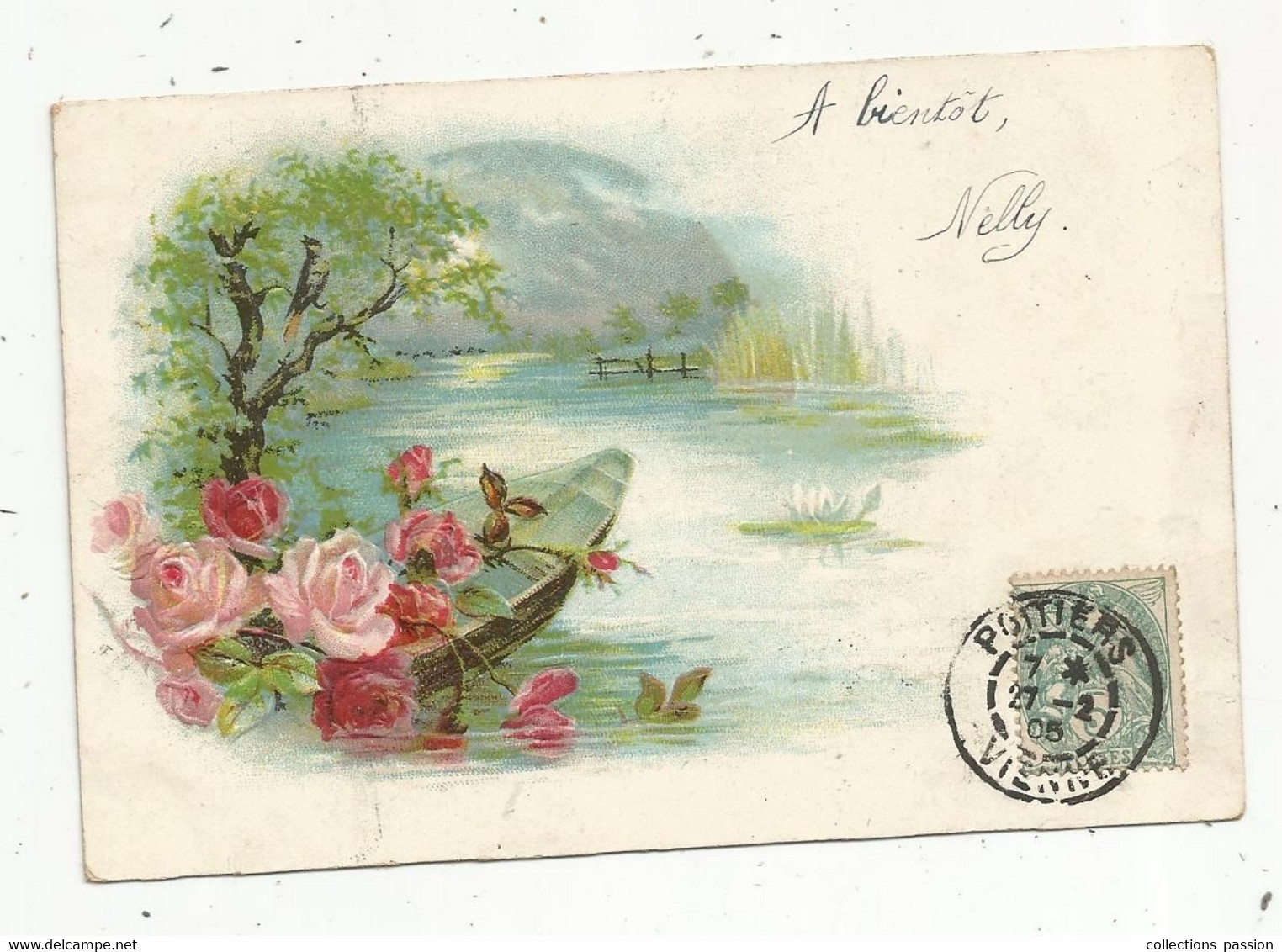 Cp , Fleurs, Voyagée 1905,  Dos Simple ,gaufrée ,union Postale Universelle - Fleurs