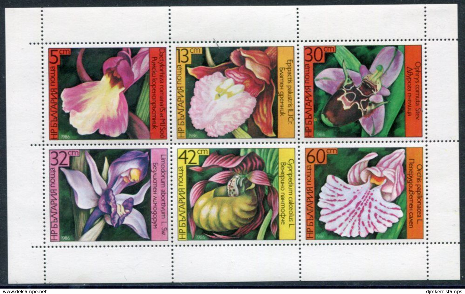 BULGARIA 1986 Orchids Sheetlet MNH / **.  Michel 3441-46 Kb - Neufs