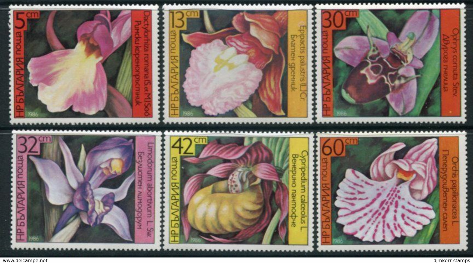BULGARIA 1986 Orchids  MNH / **.  Michel 3441-46 - Unused Stamps