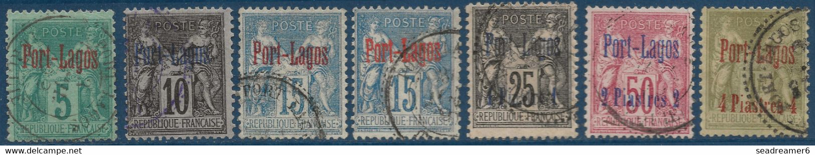 France Colonies 7 Timbres Port Lagos N°1 à 6 Et 3a Surcharge Rouge Oblitérés Et Tous TTB - Gebraucht