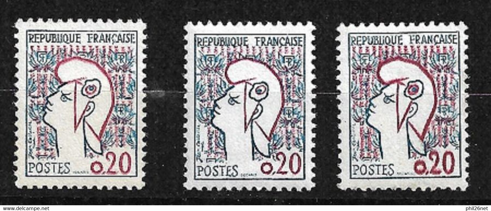 France   N° 1282 ; 1282a  Et 1282 Doiuble Impression Du Rouge   RR   Neufs * *  B/ TB     Voir Scans       - Unused Stamps