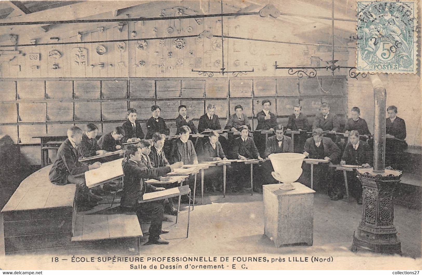 59-FOURNES- ECOLE SUP PROF DE FOURMIES PRES DE LILLE , SALLE DE DESSIN D'ORNEMENT - Fourmies