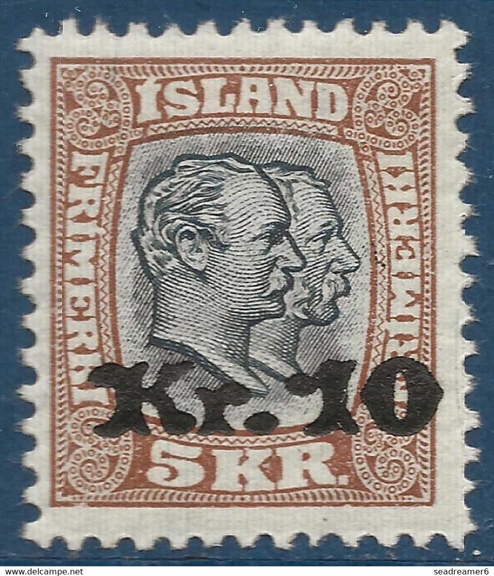 Islande N°122* 10kr Sur 5 Kr Brun & Ardoise, Bien Centré, Très Frais & TTB - Nuovi