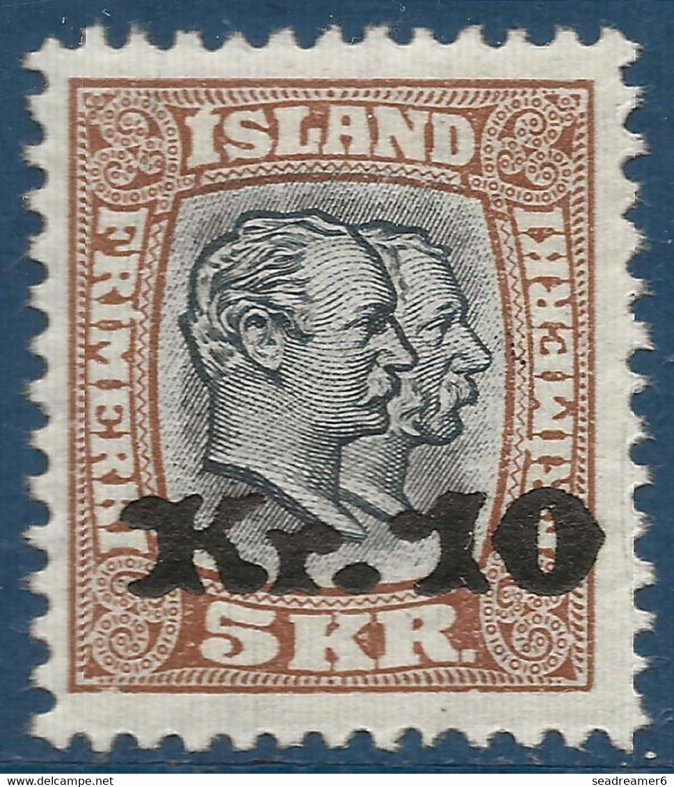 Islande N°122* 10kr Sur 5 Kr Brun & Ardoise, Bien Centré, Très Frais & TTB - Nuevos