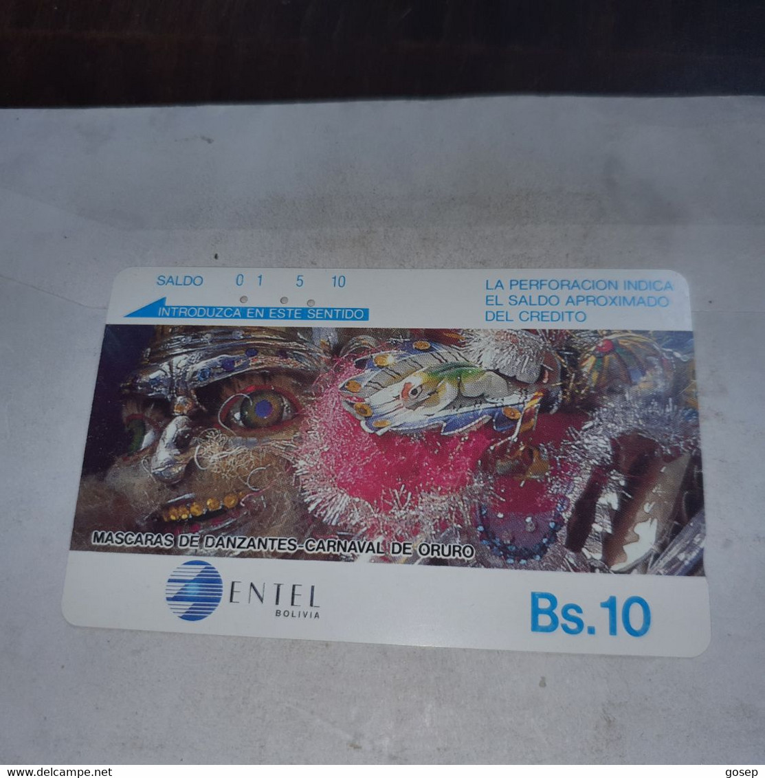 Bolivia-masgaras De Danzantes Garnaval Deoruro-ental-(19)-(?)-(bs.10.00)-used Card+1prepiad Free - Bolivien