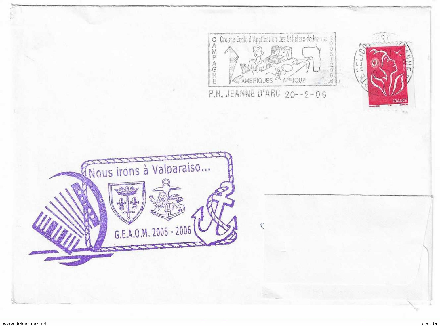 44 JDA -PORTE-HÉLICOPTÈRES JEANNE D'ARC - GLG - GEAOM 2005-2006 -ESCALE DE VALPARAISO - CHILI (ACCORDÉON) - Poste Navale