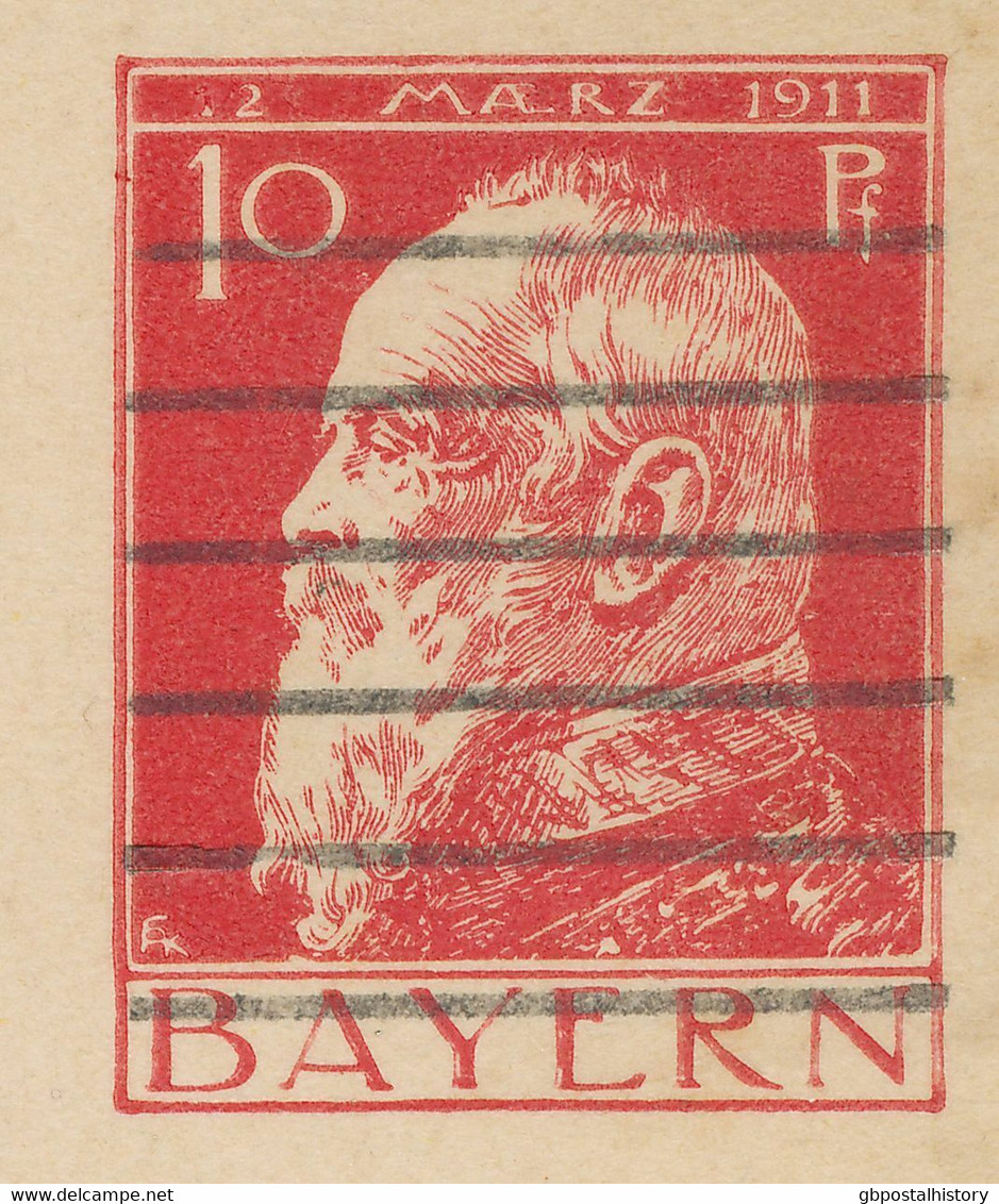 BAYERN GANZSACHEN Luitpold 10 + 10 Pf Pra.-GA-Postkarte (Doppelkarte 1913) ABART - Andere & Zonder Classificatie