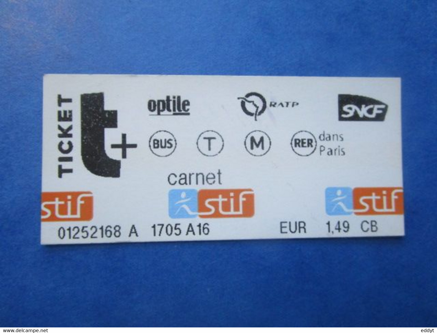 TICKET Métro Autobus RATP SNCF - PARIS  - 2° Classe - Reseaux Ferres - TBE - Wereld