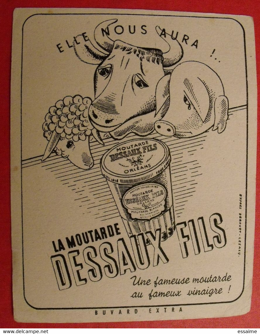 Publicité Buvard Moutarde Dessaux Fils. Elle Nous Aura !. Mouton Boeuf Porc. - Senf