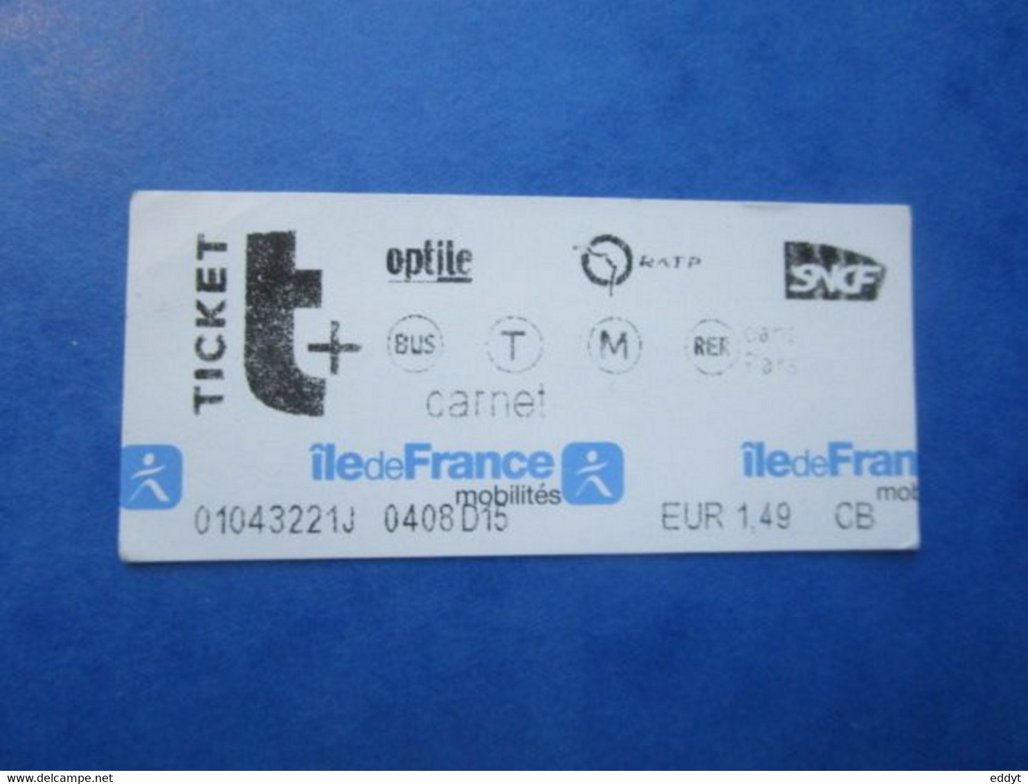 TICKET Métro Autobus RATP - PARIS - " SECTION URBAINE  " - 2° Classe - ILE De FRANCE - TBE - Wereld