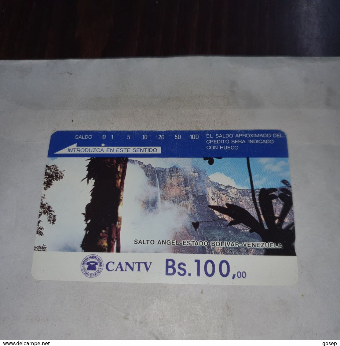 Bolivia-salto Angel-estado-(22)-(bs100)-(?)-used Card+1card Prepiad Free - Bolivië