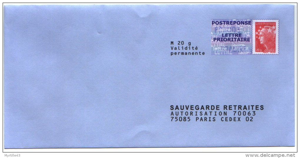 PAP Réponse Sauvegarde Retraites - Neuf - 12P431 - Enveloppe Bleue - Listos Para Enviar: Respuesta /Beaujard