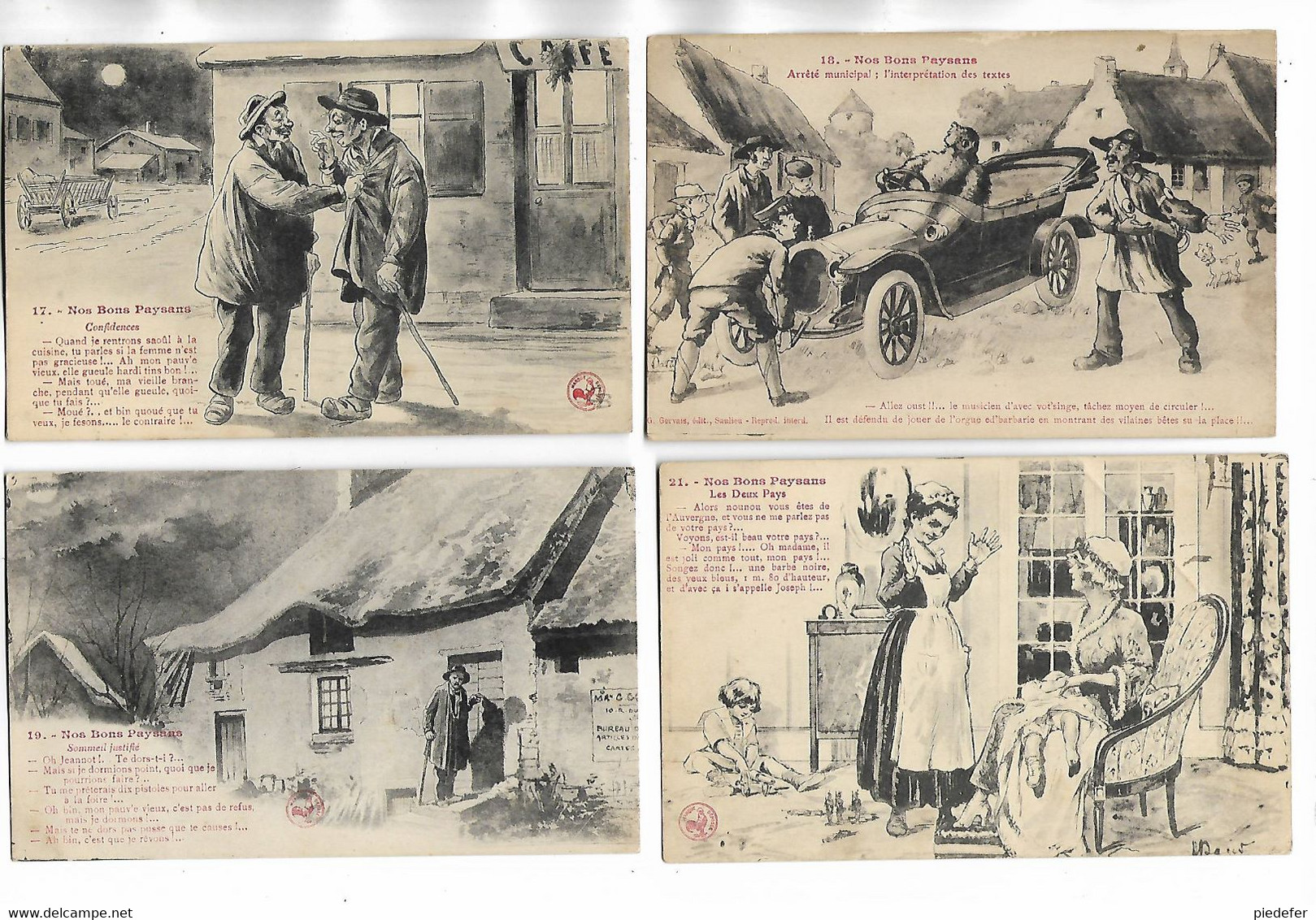 Lot De 20 Cartes Postales Anciennes Sur Le Thème Humoristique " Nos Bons Paysans " Voir Les Scans Ci-dessous - Humour