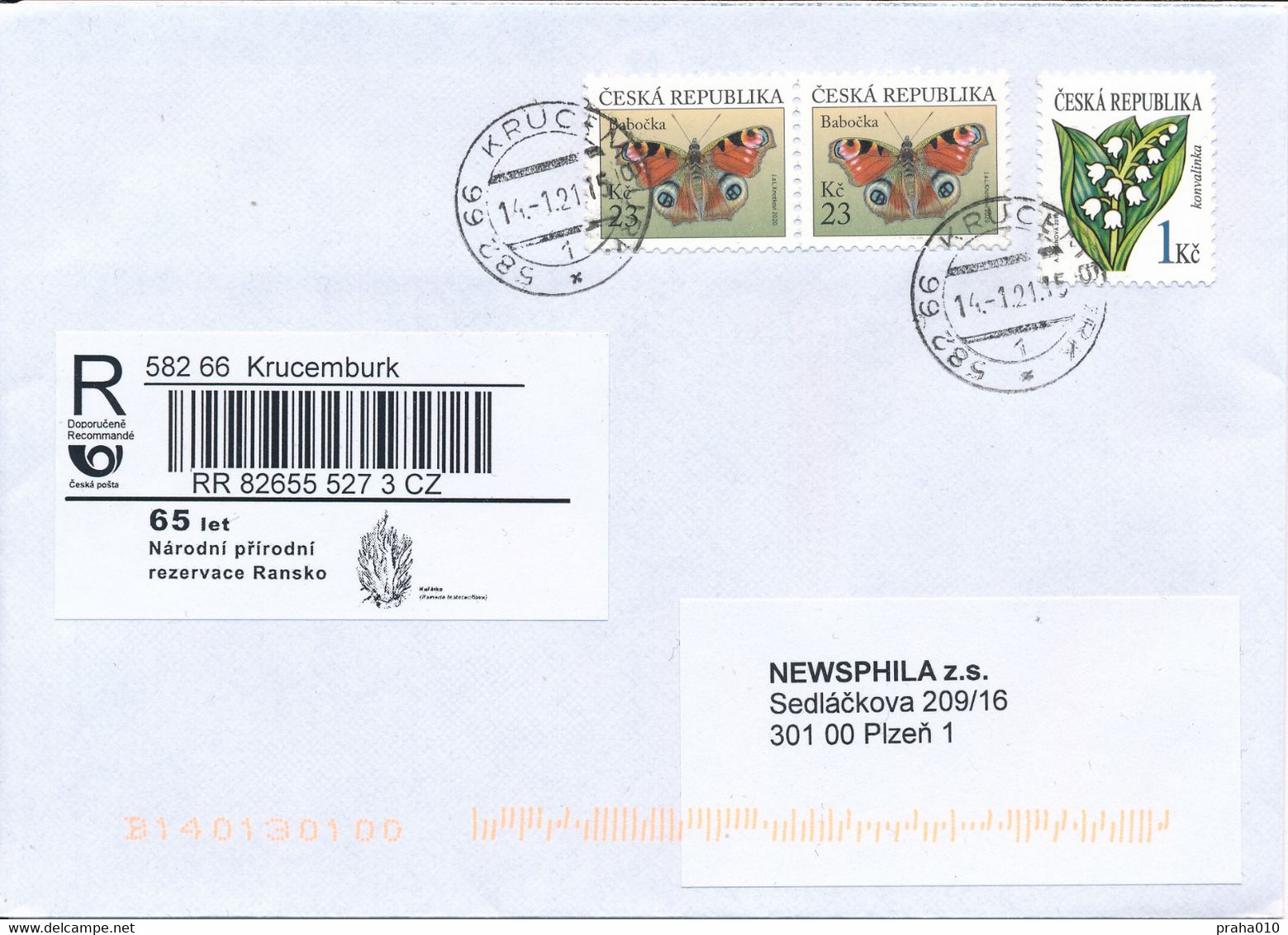 Czech Rep. / Comm. R-label (2021/03) Krucemburk: 65 Years National Nature Reserve Ransko (Ramaria Testaceoflava) (X0019) - Briefe U. Dokumente