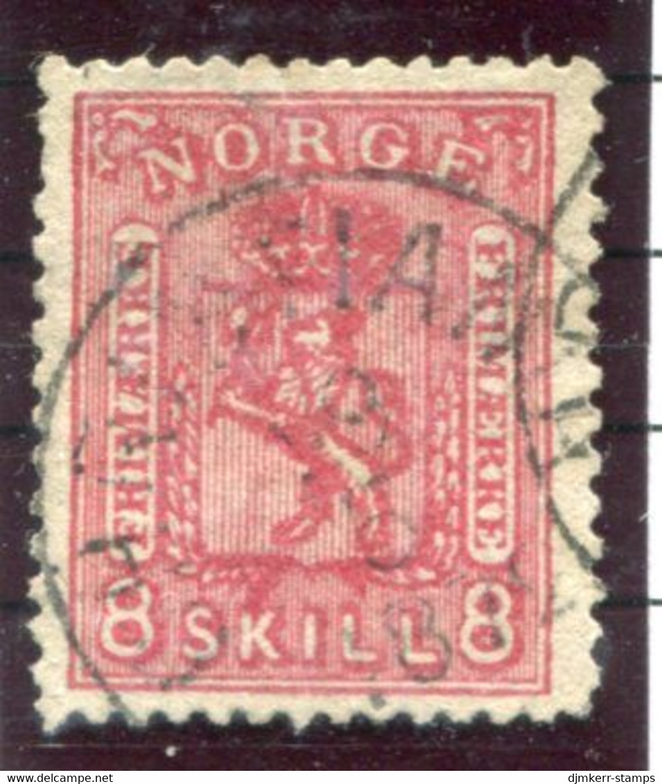 NORWAY 1868 Arms 8 Sk. Carmine-rose Used. Michel 15a - Used Stamps