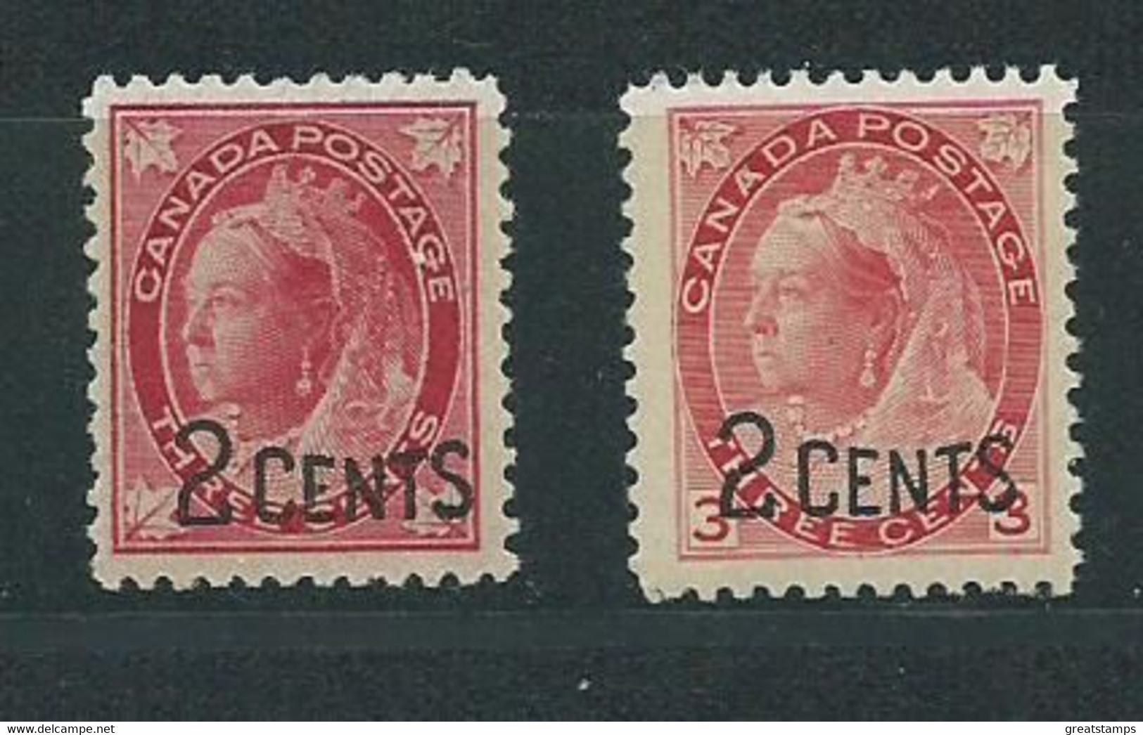 Canada Pair Shades Hm  Mnh Sg171 Sg 172 Surcharge - Other & Unclassified