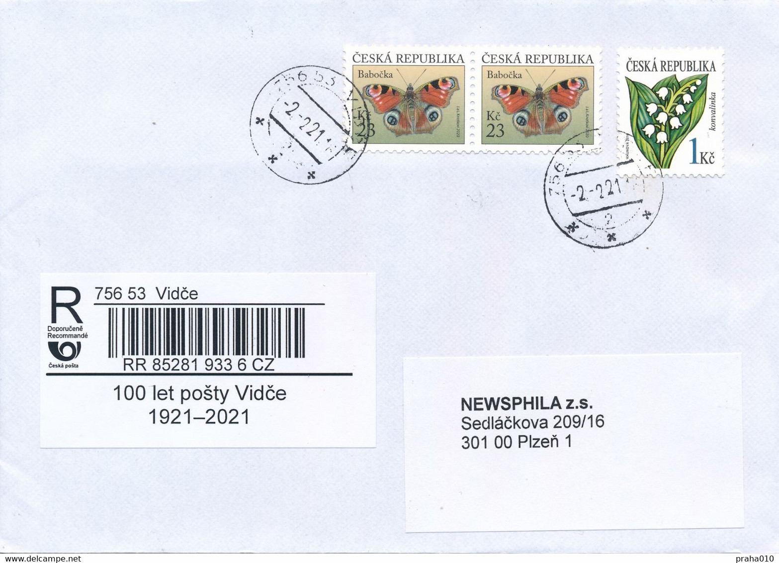 Czech Rep. / Comm. R-label (2021/05) Vidce: 100 Years Of The Post Office "Vidce" 1921-2021 (X0037) - Brieven En Documenten