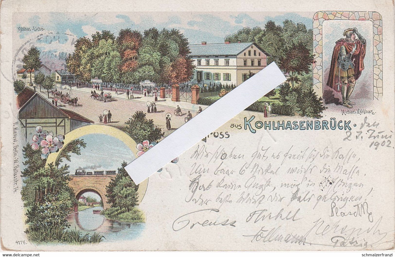 Litho AK Gruß Kohlhasenbrück Gasthof Kohlhas Eiche A Wannsee Potsdam Babelsberg Stahnsdorf Kleinmachnow Berlin Bahnpost - Zehlendorf