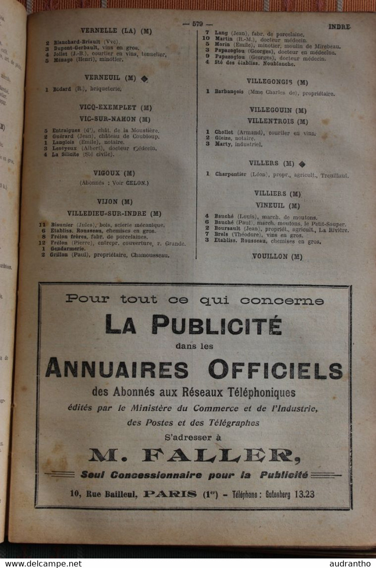 Rare Annuaire Officiel Des Abonnés Aux Réseaux Téléphoniques 1925 Régions Ouest Et Sud-ouest - Telephone Directories