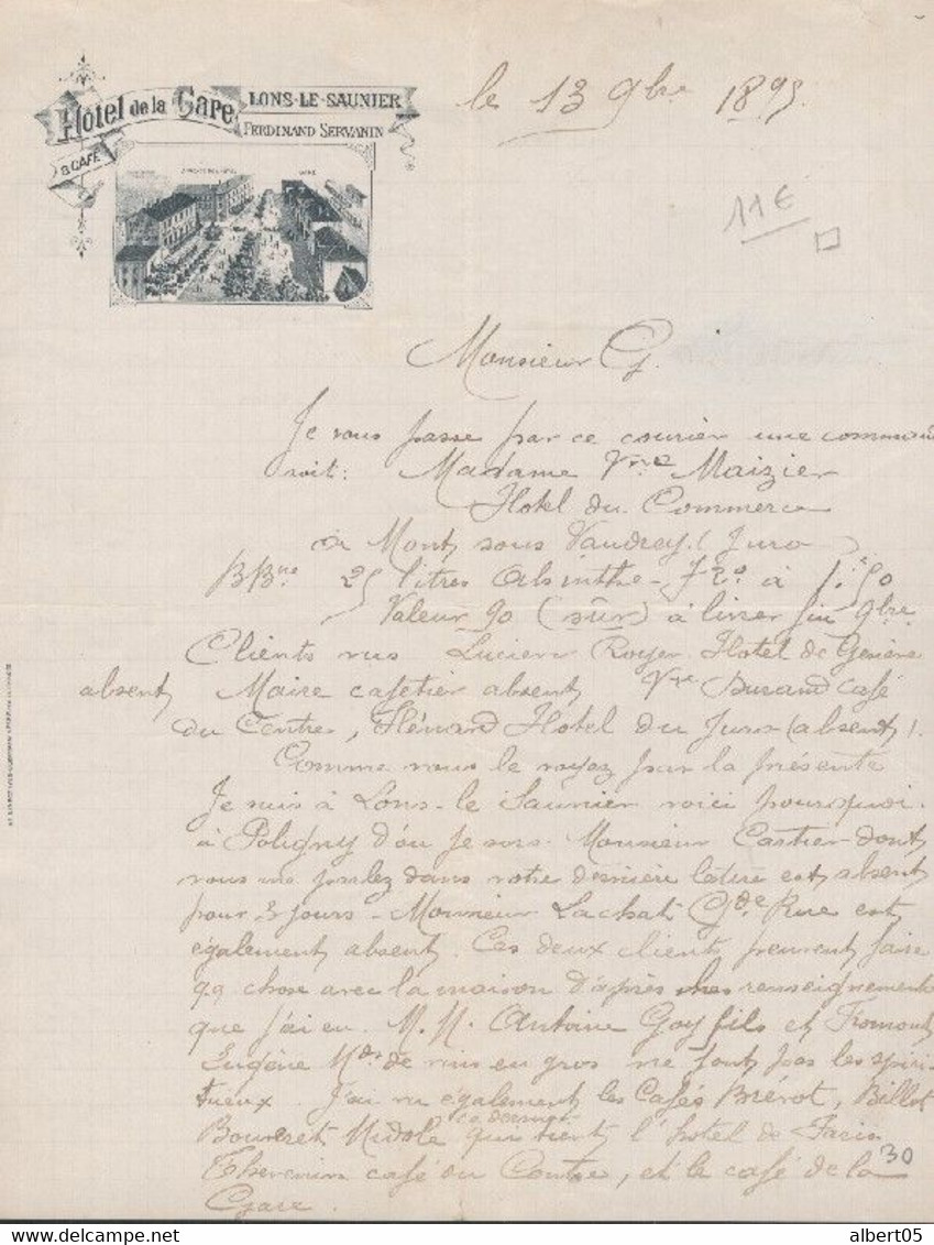 Hôtel De La Gare Lons Le Saunier - Ferdinand Servanin - 13 Auût 1895 - Sport & Turismo
