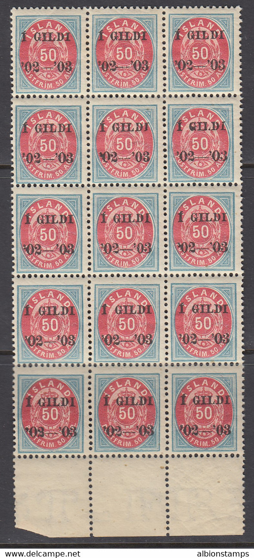 Iceland, Scott 59, MNH Block Of Fifteen - Unused Stamps