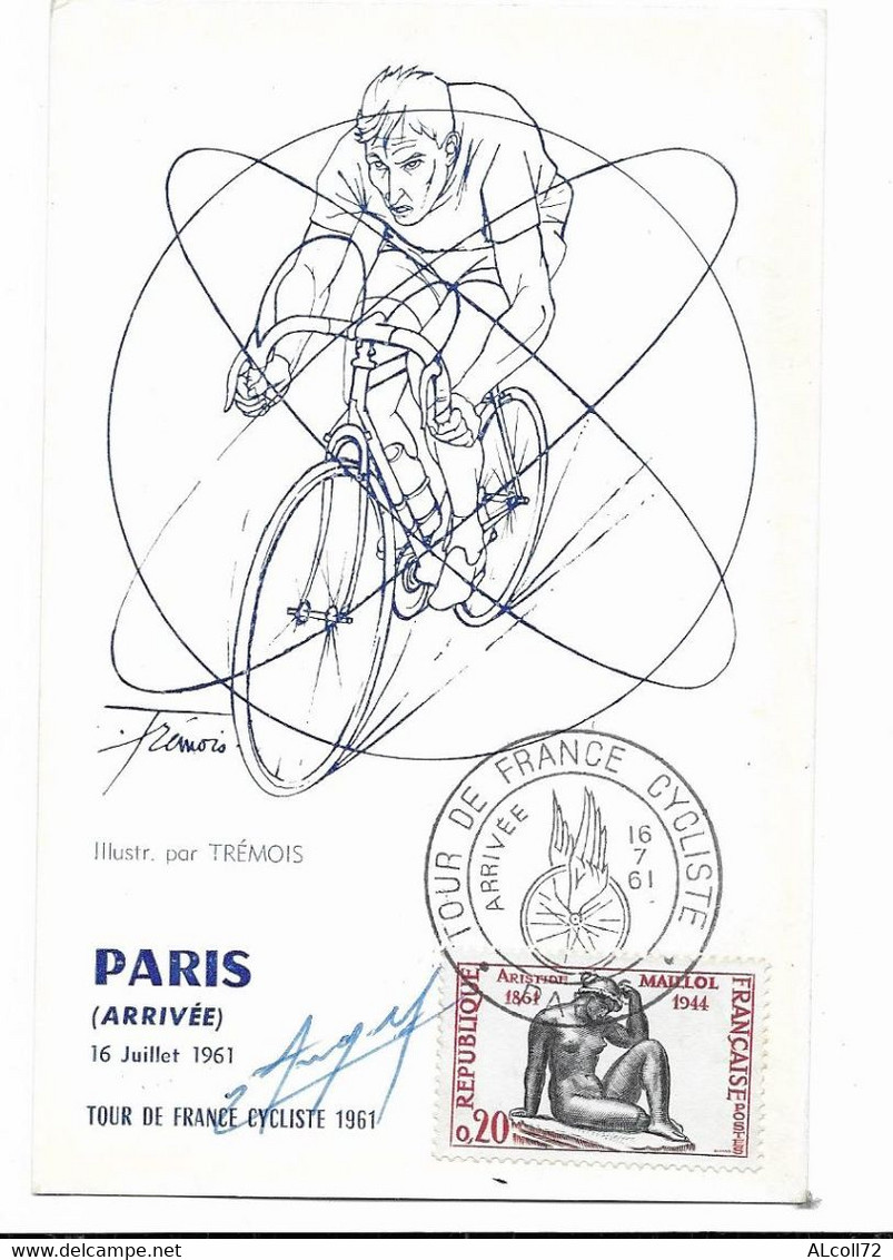 CPM Tour De France Cycliste 1961 Illustration Trémois - Signature ANQUETIL - Cycling