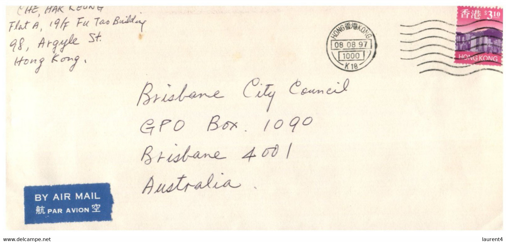 (II (ii) 31) Letter Posted From Hong Kong To Singapore & Australia (2 Covers) 1997 & 2007 - Otros & Sin Clasificación