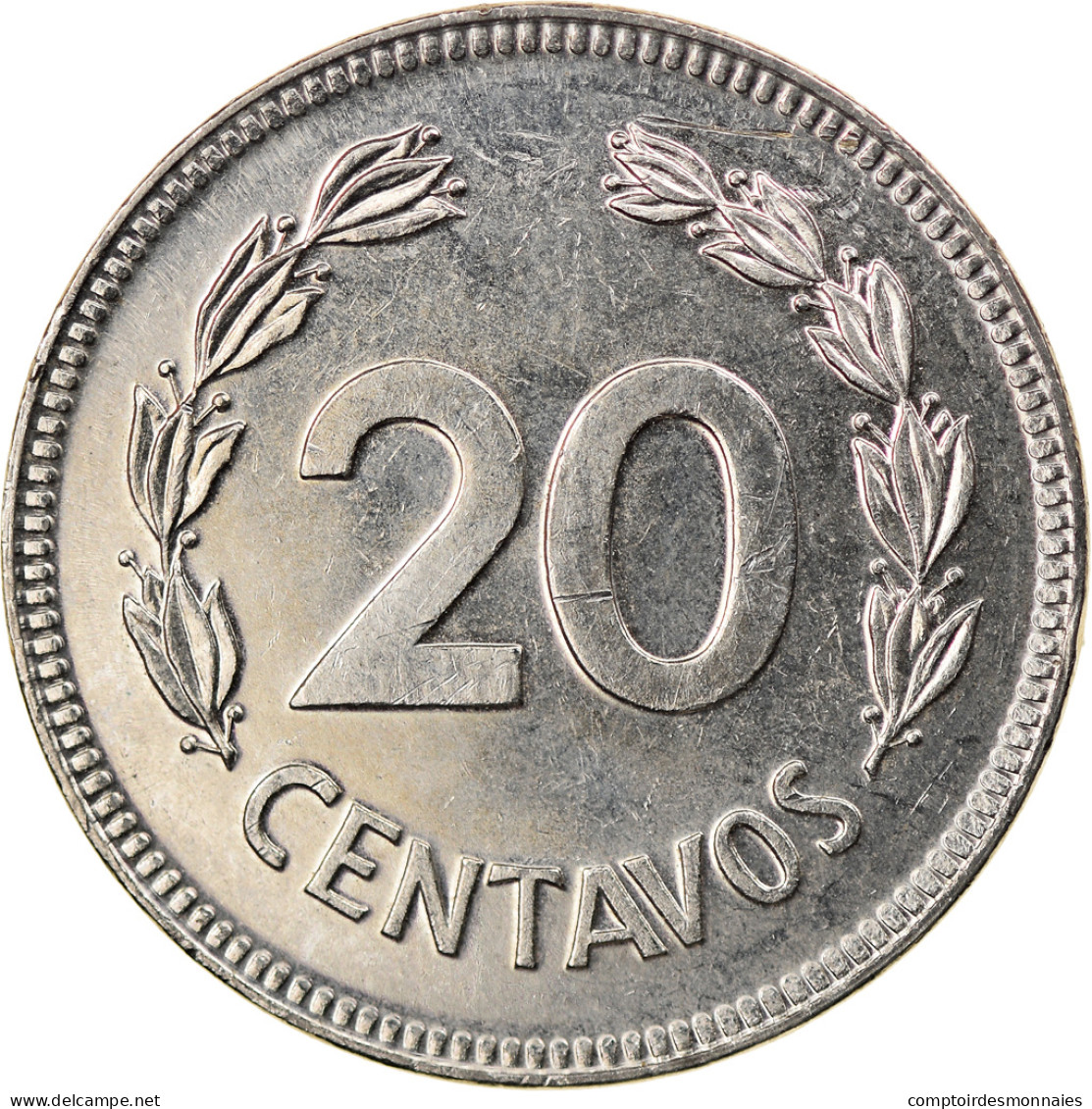 Monnaie, Équateur, 20 Centavos, 1980, TTB, Nickel Plated Steel, KM:77.2a - Ecuador