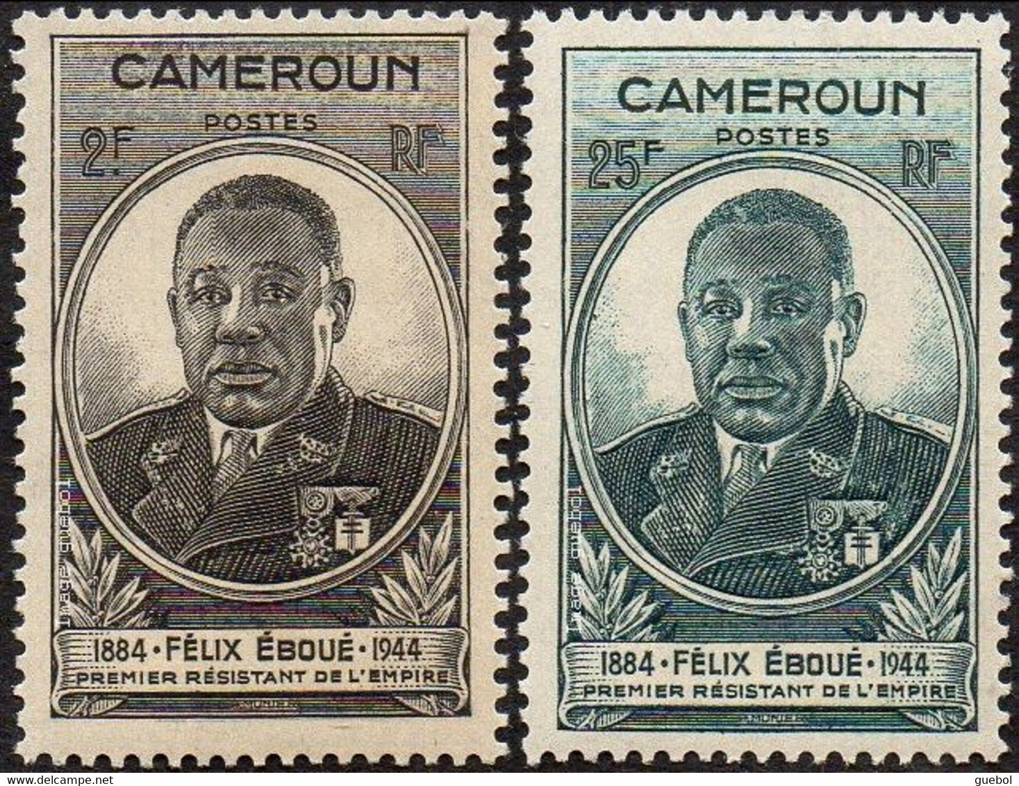 Détail De La Série - Gouverneur - Général Félix Eboué ** Cameroun N° 274 Et 275 - 1945 Gouverneur-Général Félix Éboué