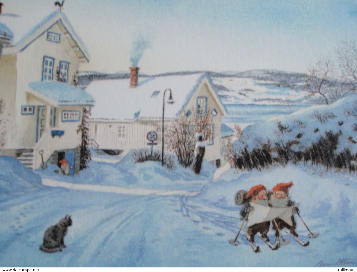 Elves - Gnomes - Brownies Going Skiing - Cat Watching Them - Kjell E. Midthun - Altri & Non Classificati