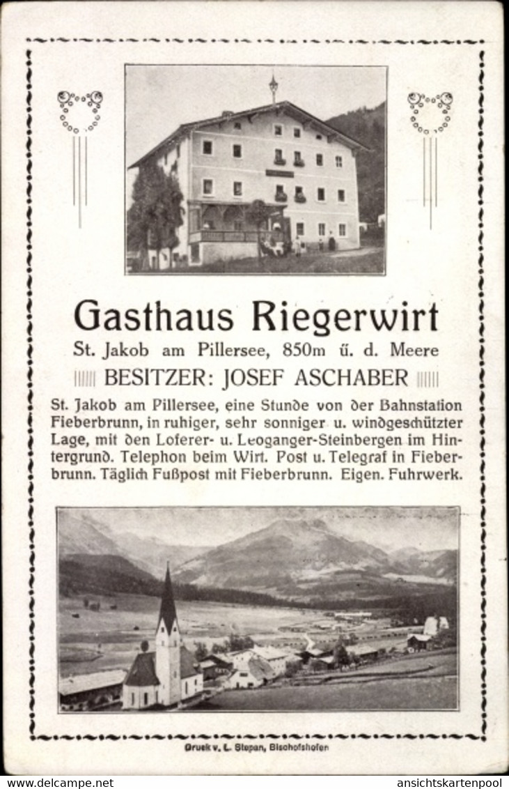 CPA Sankt Jakob In Haus Am Pillersee Tirol, Gasthaus Riegerwirt, Blick Auf Den Ort - Other & Unclassified