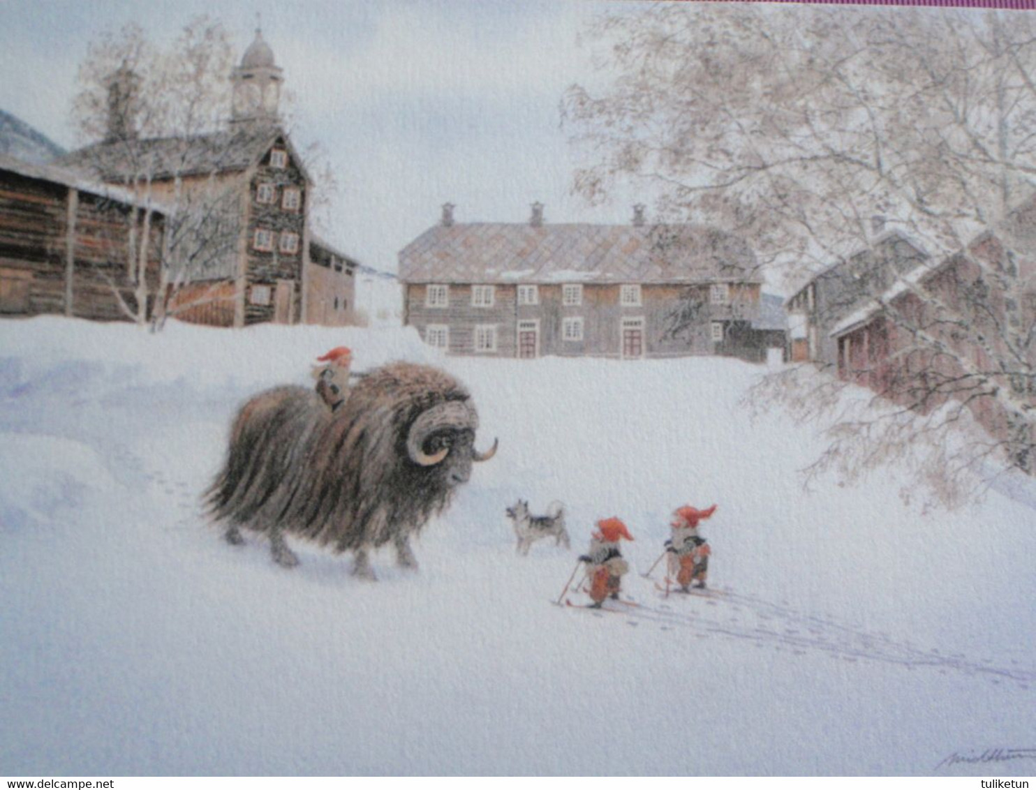 Elf - Gnome - Brownie On The Back Of A Musk Ox - Elves Skiing - Kjell E. Midthun - Andere & Zonder Classificatie